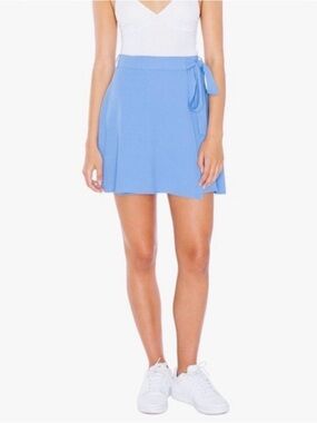 American Apparel Sky Blue Tie-Waist Mini Wrap Skirt